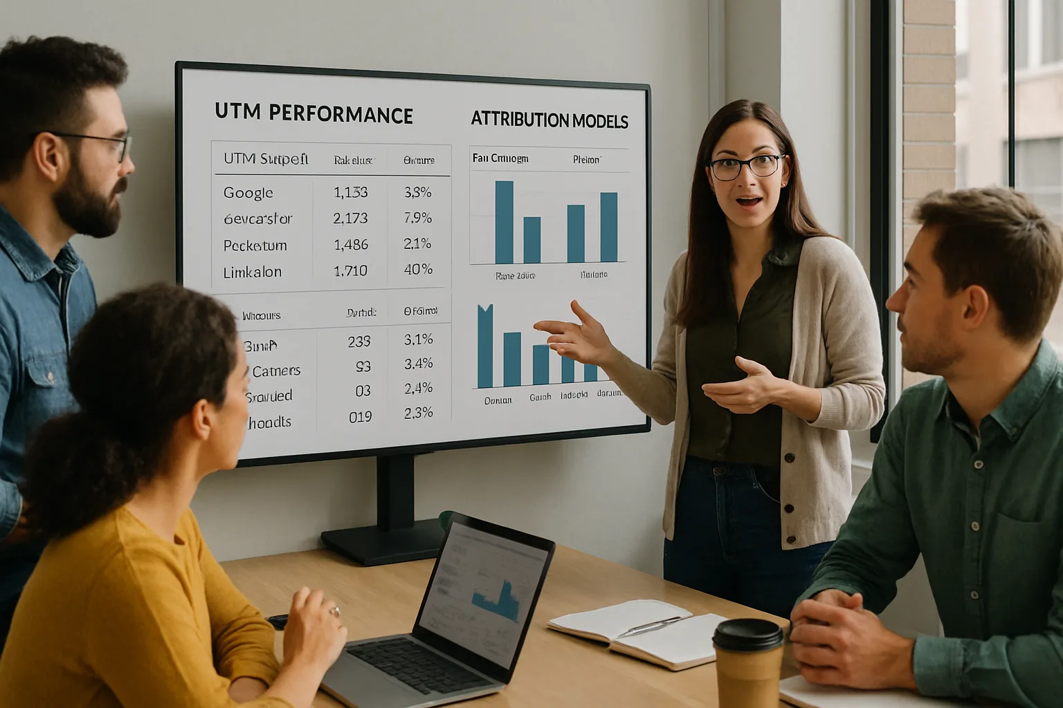 Équipe marketing pilotant ses campagnes Ads grâce aux données de conversion GA4 et aux paramètres UTM